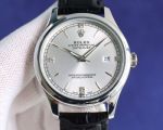 Rolex Datejust WG Case White Silver Face 8215 Movement 40mm 316L Steel 48h Leather Band Watch
